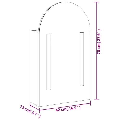 Kupaonski ormarić s ogledalom LED lučni crni 42 x 13 x 70 cm - Crna Cijena