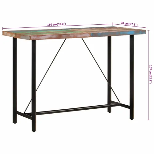 Barski stol 150 x 70 x 107 cm masivno obnovljeno drvo i željezo - Šareni 150 x 70 x 107 cm Cijena