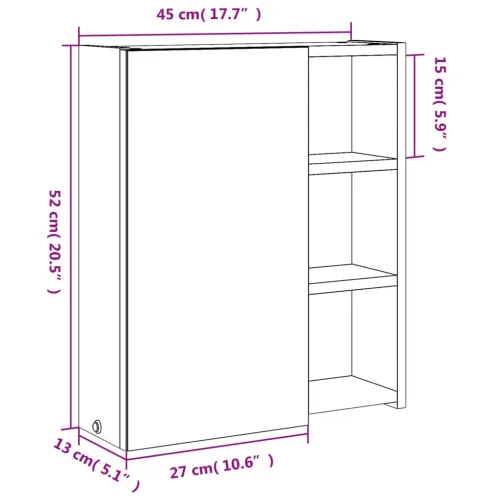 Kupaonski ormarić s ogledalom i LED svjetlom bijeli 45x13x52 cm - Bijela 45 x 13 x 52 cm 1 Cijena