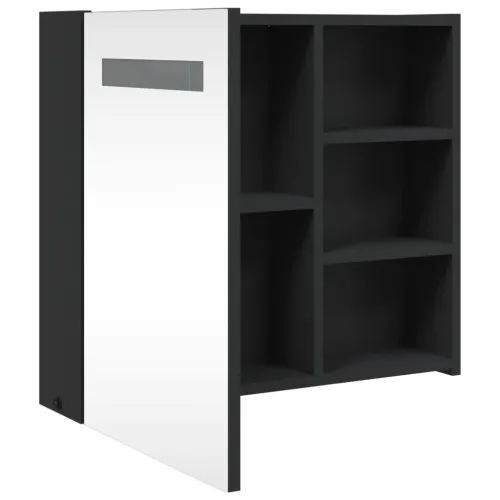Kupaonski ormarić s ogledalom i LED svjetlom crni 60x13x52 cm - Crna 60 x 13 x 52 cm Cijena