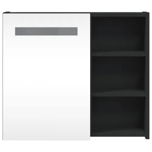 Kupaonski ormarić s ogledalom i LED svjetlom crni 60x13x52 cm - Crna 60 x 13 x 52 cm Cijena