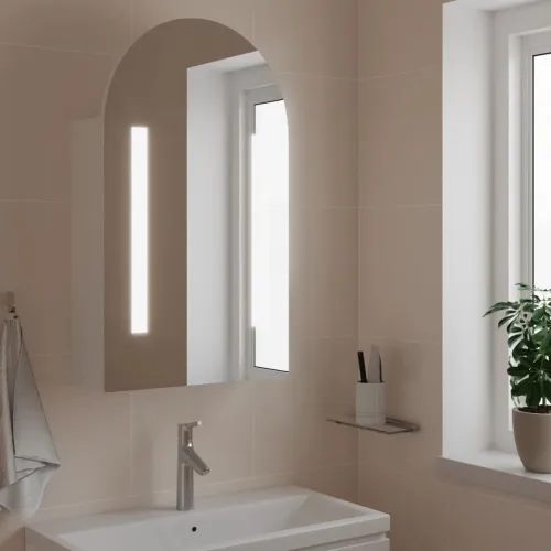 Kupaonski ormarić s ogledalom LED lučni bijeli 42 x 13 x 70 cm - Bijela 1 Cijena