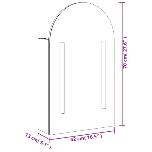 Kupaonski ormarić s ogledalom LED lučni bijeli 42 x 13 x 70 cm - Bijela Cijena