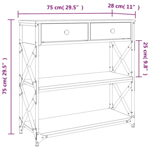 Konzolni stol boja hrasta sonome 75x28x75 cm konstruirano drvo - Sonoma hrast 75 cm Cijena