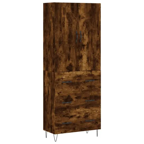 Visoka komoda dimljeni hrast 69,5x34x180 cm konstruiranog drva - Dimljeni hrast 1 3 ladice Dimljeni hrast Cijena