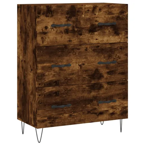 Visoka komoda dimljeni hrast 69,5x34x180 cm konstruiranog drva - Dimljeni hrast 1 3 ladice Dimljeni hrast Cijena