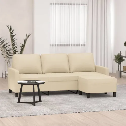 Trosjed s tabureom krem 180 cm od tkanine - Krema Cijena