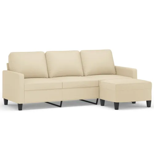 Trosjed s tabureom krem 180 cm od tkanine - Krema Cijena