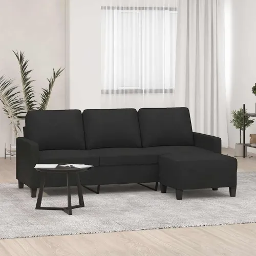 Trosjed s tabureom crni 180 cm od tkanine - Crna Cijena