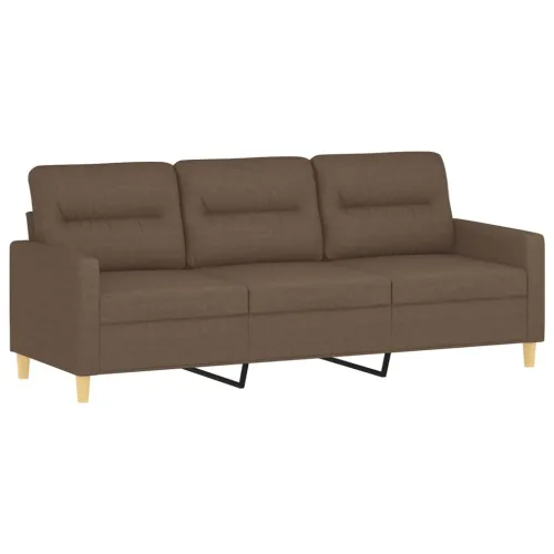 3-dijelni set sofa s jastucima smeđi od tkanine - Smeđa s jastučićima Cijena