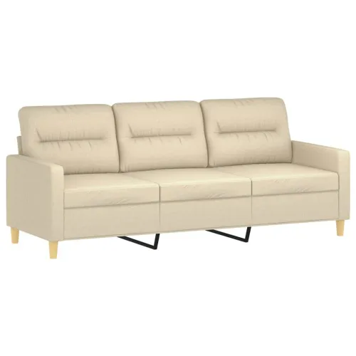 4-dijelni set sofa s jastucima krem od tkanine - Krema s jastucima i tabureom Cijena