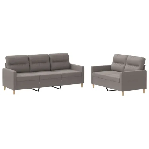2-dijelni set sofa s jastucima smeđesivi od tkanine - Sivo-smeđa s jastučićima Sivo-smeđa s jastučićima Cijena