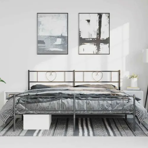 Metalni okvir kreveta uzglavlje i podnožje crni 183x213 cm - Crna 183 x 213 cm s uzglavljem i podnožjem Cijena
