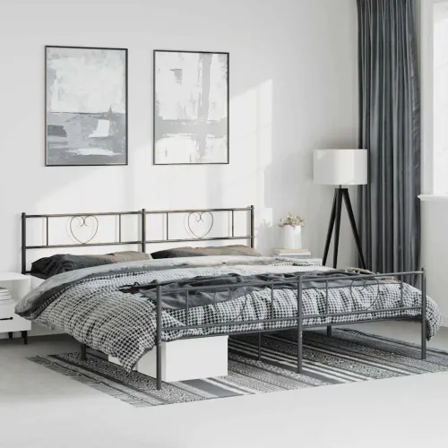 Metalni okvir kreveta uzglavlje i podnožje crni 183x213 cm - Crna 183 x 213 cm s uzglavljem i podnožjem Cijena