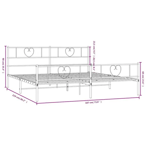 Metalni okvir kreveta uzglavlje i podnožje crni 183x213 cm - Crna 183 x 213 cm s uzglavljem i podnožjem Cijena