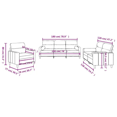 3-dijelni set sofa s jastucima krem od mikrovlakana - Krema s jastučićima Cijena
