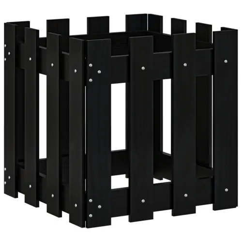 Vrtna sadilica s izgledom ograde crna 40x40x40 cm od borovine - Crna boja bora 40 x 40 x 40 cm Cijena