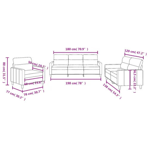 3-dijelni set sofa s jastucima smeđi od tkanine - Smeđa s jastučićima Cijena