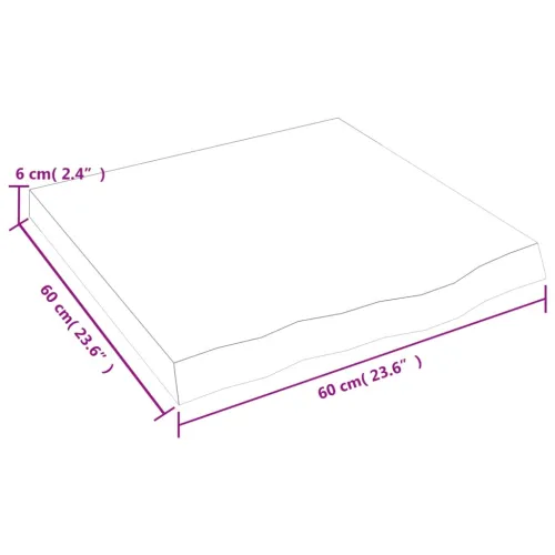 Stolna ploča 60x60x(2 - 6) cm od netretirane masivne hrastovine - Prirodna 60 x 60 x 6 cm Cijena