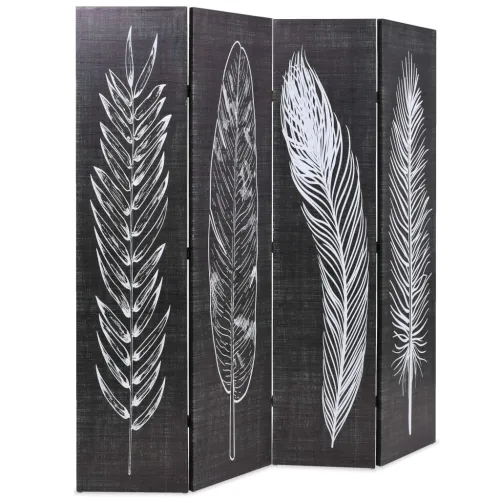 Paravan - Sklopiva sobna pregrada s uzorkom pera 160 x 170 cm crno-bijela - 160 x 170 cm 1 1 160 x 170 cm Cijena