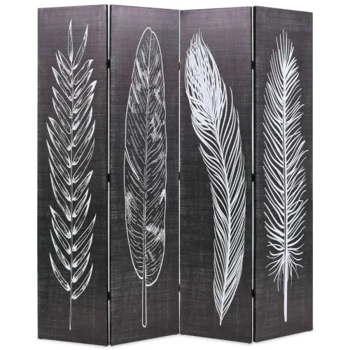 Paravan - Sklopiva sobna pregrada s uzorkom pera 160 x 170 cm crno-bijela - 160 x 170 cm 1 1 160 x 170 cm Cijena