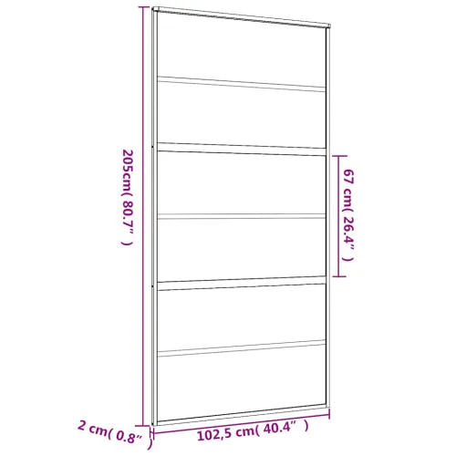 Klizna vrata zlatna 102,5x205 cm prozirno staklo ESG i aluminij - Zlatno 102.5 x 205 cm 5 vodoravnih šipki Cijena