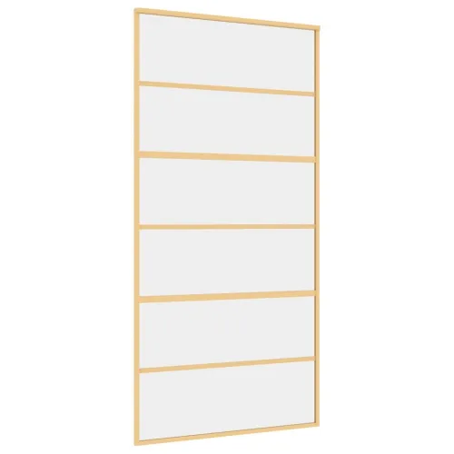 Klizna vrata zlatna 102,5x205 cm prozirno staklo ESG i aluminij - Zlatno 102.5 x 205 cm 5 vodoravnih šipki Cijena