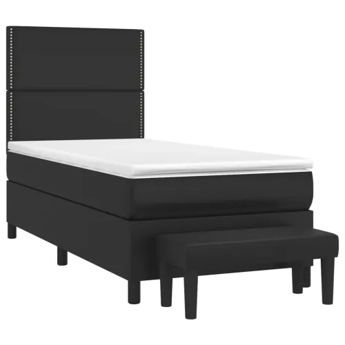 Boxspring - Krevet s oprugama i madracem crni 90 x 200 cm od umjetne kože - Crna 90 x 200 cm Obično s čavlima Cijena
