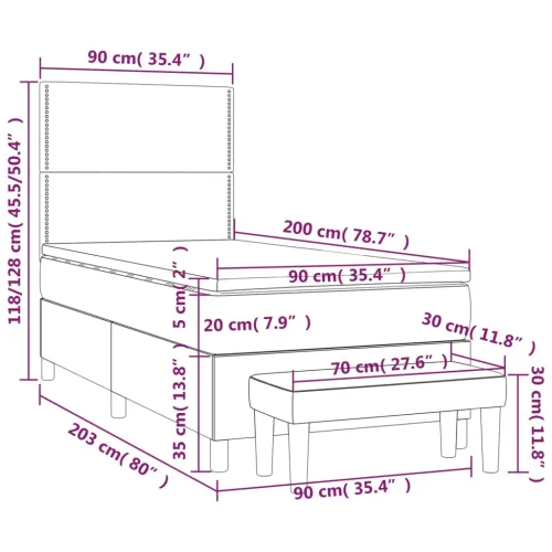 Boxspring - Krevet s oprugama i madracem crni 90 x 200 cm od umjetne kože - Crna 90 x 200 cm Obično s čavlima Cijena