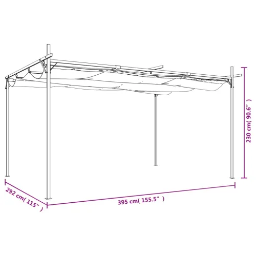 Pergola s pomičnim krovom krem 395 x 292 x 230 cm - Krema 395 x 292 x 230 cm Cijena