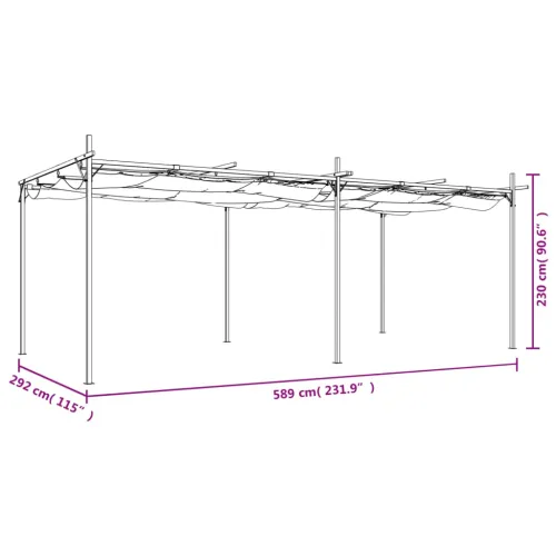 Pergola s pomičnim krovom krem 589x292x230 cm - Krema 589 x 292 x 230 cm Cijena