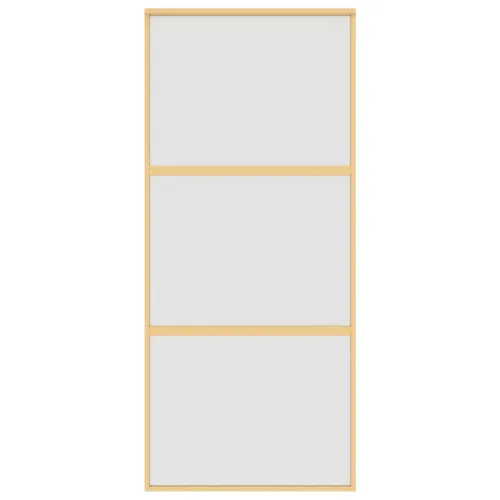Klizna vrata zlatna 90 x 205 cm matirano staklo ESG i aluminij - Zlatna i mat 90 x 205 cm 2 vodoravne šipke Cijena