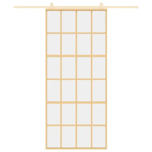 Klizna vrata zlatna 90 x 205 cm prozirno staklo ESG i aluminij - Zlatno 90 x 205 cm Rešetke 6 x 4 Cijena