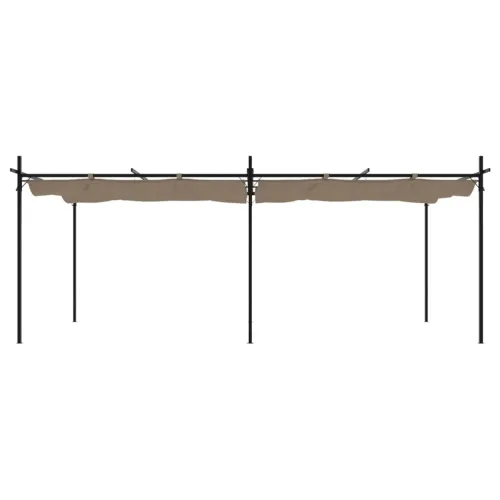 Pergola s pomičnim krovom smeđesiva 589x292x230 cm - Sivo-smeđa 589 x 292 x 230 cm Cijena