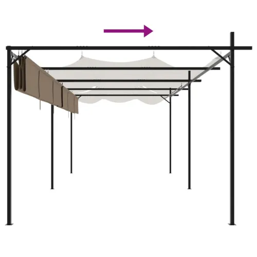 Pergola s pomičnim krovom smeđesiva 589x292x230 cm - Sivo-smeđa 589 x 292 x 230 cm Cijena