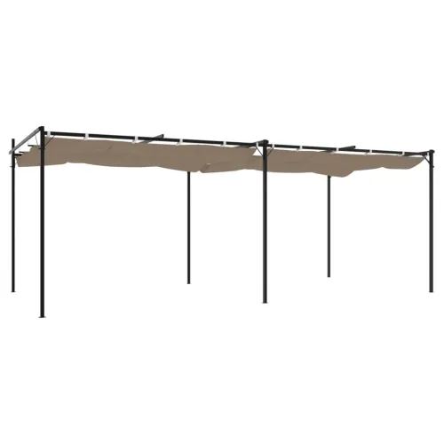 Pergola s pomičnim krovom smeđesiva 589x292x230 cm - Sivo-smeđa 589 x 292 x 230 cm Cijena