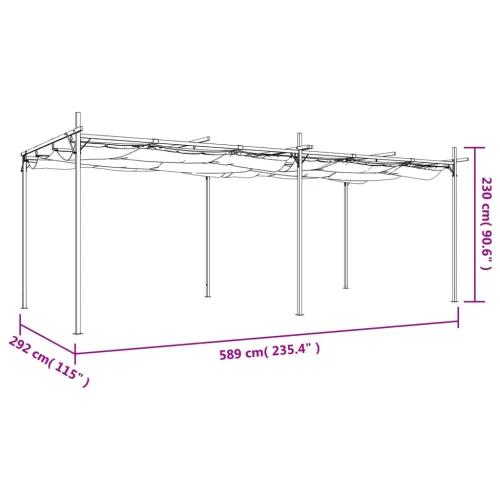 Pergola s pomičnim krovom smeđesiva 589x292x230 cm - Sivo-smeđa 589 x 292 x 230 cm Cijena