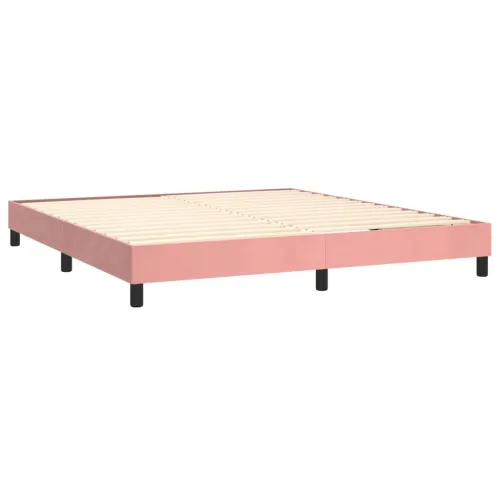 Boxspring - Krevet s oprugama i madracem ružičasti 180x200 cm baršunasti - Ružičasta 180 x 200 cm vodoravne pruge Cijena