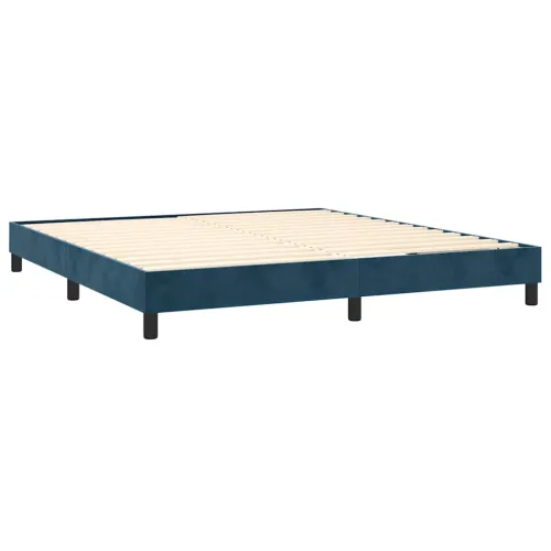 Boxspring - Krevet s oprugama i madracem tamnoplavi 180x200 cm baršunasti - Tamno plava 180 x 200 cm vodoravne pruge Cijena