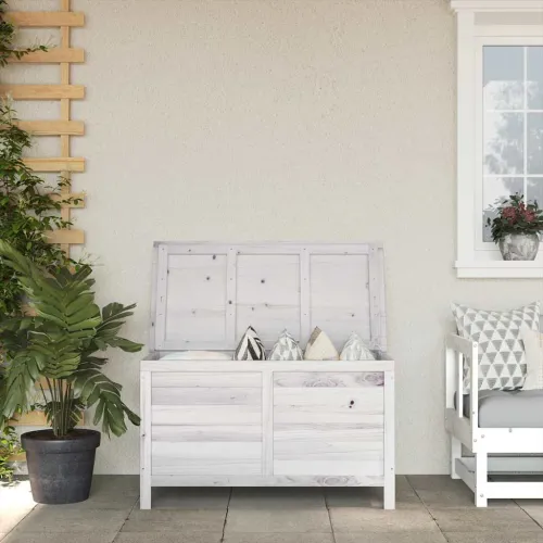 Vrtna kutija za pohranu bijela 99x49,5x58,5 cm masivna jelovina - Bijela 99 x 49.5 x 58.5 cm Bijela 99 x 49.5 x 58.5 cm Cijena