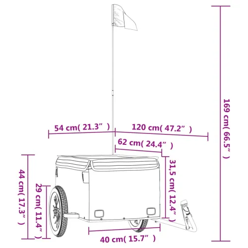 Prikolica za bicikl crno-zelena 30 kg željezna - Zelena 120 x 54 x 44 cm Cijena