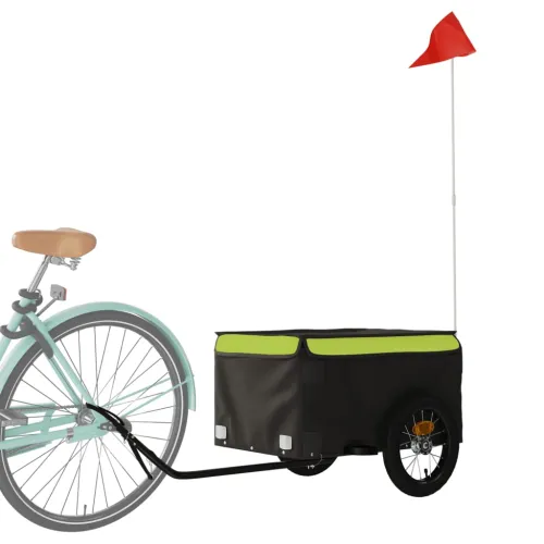 Prikolica za bicikl crno-zelena 30 kg željezna - Zelena 120 x 54 x 44 cm Cijena