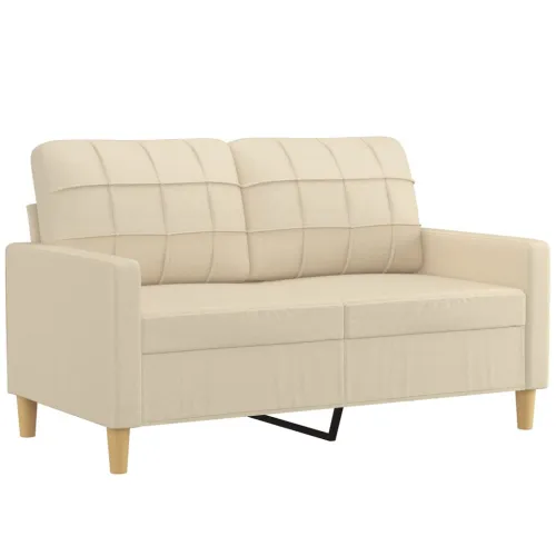 3-dijelni set sofa s jastucima krem od tkanine - Krema s jastučićima i tabureom Cijena