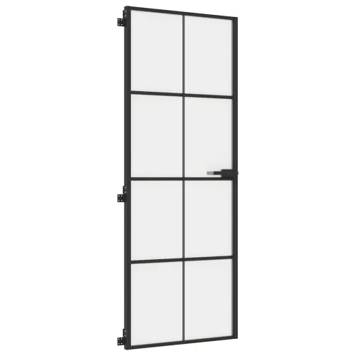 Sobna vrata tanka crna 76 x 201,5 cm kaljeno staklo i aluminij - Crna i mat 76 x 201.5 cm Mreže 4 x 2 Cijena