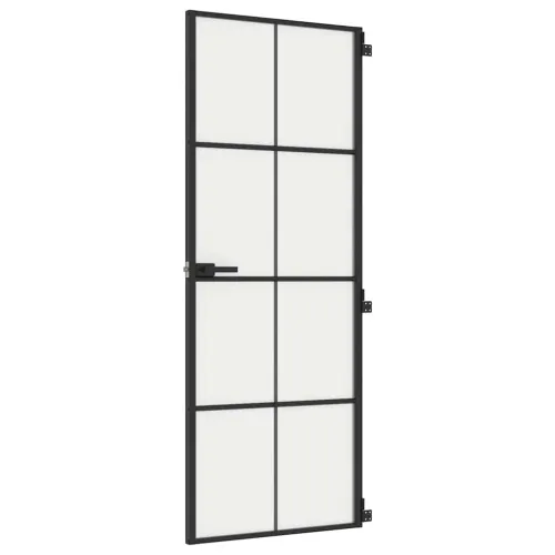 Sobna vrata tanka crna 76 x 201,5 cm kaljeno staklo i aluminij - Crna i mat 76 x 201.5 cm Mreže 4 x 2 Cijena