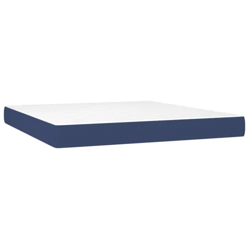 Krevet box spring s madracem LED plavi 180x200 cm od tkanine - Plava 180 x 200 cm vodoravne pruge Cijena