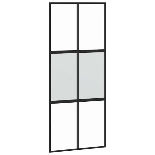 Klizna vrata crna 90 x 205 cm od kaljenog stakla i aluminija - Crna, prozirna i mat 90 x 205 cm Rešetke 3 x 2 Cijena