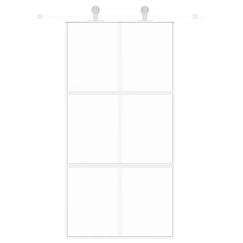 Klizna vrata bijela 102,5x205 cm od kaljenog stakla i aluminija - Bijela i prozirna 102.5 x 205 cm Rešetke 3 x 2 Cijena