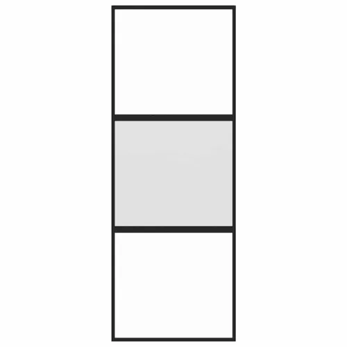 Klizna vrata crna 76x205 cm od kaljenog stakla i aluminija - Crna, prozirna i mat 76 x 205 cm 2 vodoravne šipke Cijena