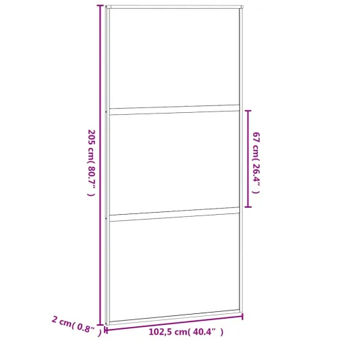 Klizna vrata crna 102,5x205 cm od kaljenog stakla i aluminija - Crna, prozirna i mat 102.5 x 205 cm 2 vodoravne šipke Cijena